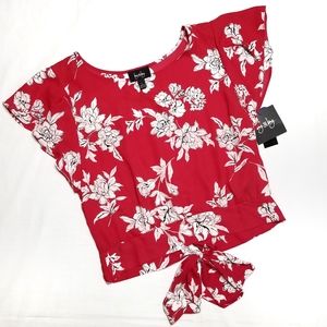 Floral Tie Bottom Blouse